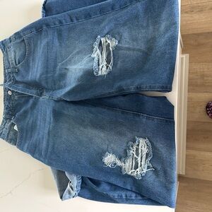 SHEIN wide leg distressed jeans